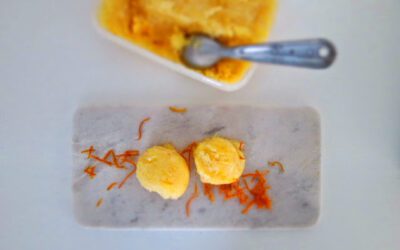 Cremet appelsinsorbet af søde økologiske appelsiner