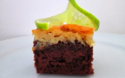 Bagt cheesecake brownie med lime